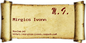 Mirgics Ivonn névjegykártya